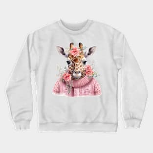 Pink Christmas Giraffe Crewneck Sweatshirt